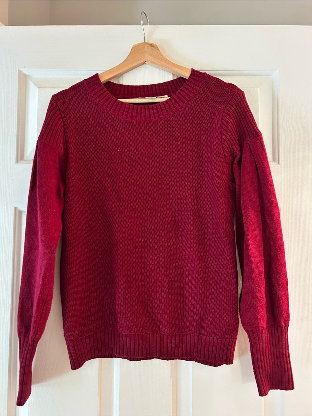 LOFT Women's Crewneck Sweater in Deep Wine Red